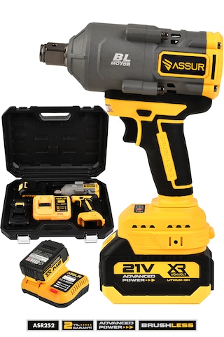 Assur ASR252 21V Çift Akülü 1350 NM Torklu Somun Sıkma & Şarjlı Darbeli Matkap Sarı