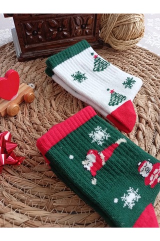 Butik 2'li Noel-Yılbaşı Konsept Unisex Çocuk Çorap