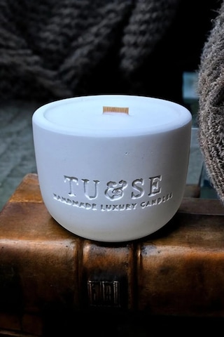 Tuse Candles Beyaz Beton Mum