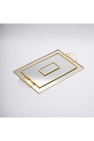 3 Parça Ayna Nişan Takımı Pirinç & Gold