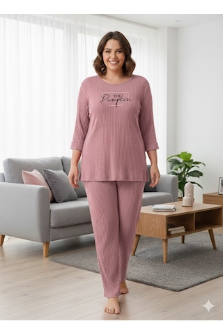 Kadın Pembe Pumpkin Pijama Takımı Pembe