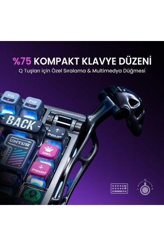 Mercury K1 Pro Kablosuz Mekanik Gaming Klavye, Türkçe Q, Rgb Işıklı, Special Edition, Cyberpunk