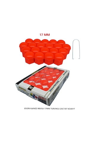 Bijon Kapağı Düz 17 Mm Turuncu 20 Li Set