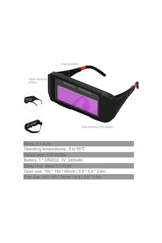 Güneş Enerjisi Otomatik Karartma Kaynak Gözlükleri Kaynak Argon Ark Kaynak Gözlükleri Baş Üstü Koruyucu Kaynak Gözlüğü