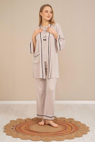 Baha 4524 Yarım Kol 3'lü Pijama Takım 001