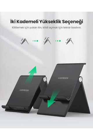 Ugreen Yükseklik Ayarlı Telefon Tutucu Standı, Siyah, 80903 Siyah