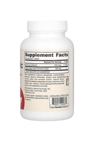 Takviye Jarrow Formulas, Alpha Lipoic Sustain With Biotin, 120 Tablets