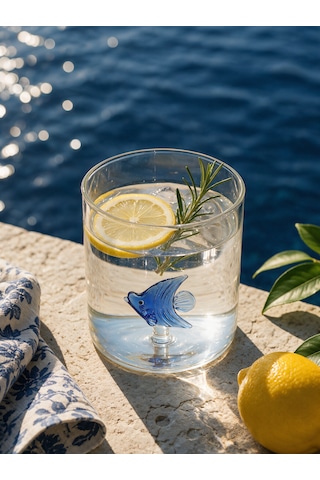 Karaca Fish Balık Temalı Su Bardağı Mavi 320 ML