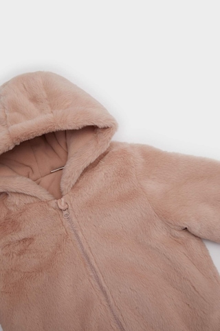 Defacto Kız Bebek Kapüşonlu Fermuarlı Peluş Mont C5319a525aubr86 Pembe