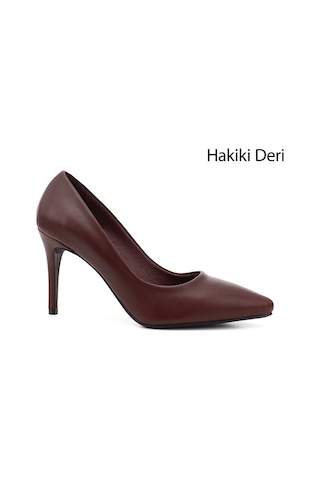 Gönderi R Bordo Platinum Sivri Burun İnce Topuklu Hakiki Deri Stiletto Bordo