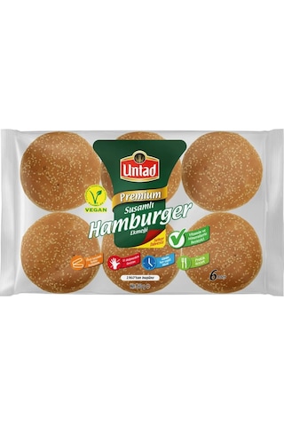 Untad Susamlı Hamburger Ekmeği 6'Lı / 510 G x 2 Paket