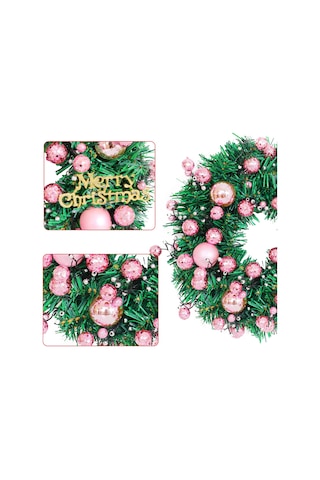 Ön Kapı 19.7" Yapay Noel Çelengi Altın Ve Gümüş Top