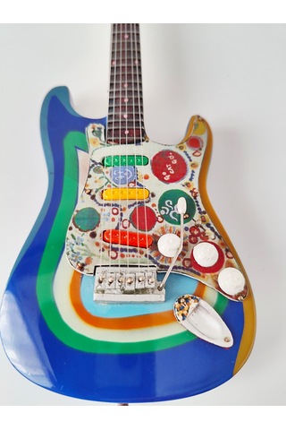El Yapımı 1/4 Ölçek Minyatür Elektro Gitar Stratocaster Rocky Bl