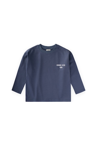Cigit Sloganlı Uzun Kollu T-shirt 2-10 Yaş İndigo Mavi