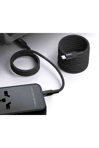 Momax DC35D Mag Link USB-C To USB- C 100 W USB2.0 Manyetik Kablo 1 M Siyah