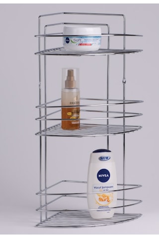 2 Adet Banyo Köşeliği Üçlü Köşe Duş Rafı Şampuanlık Paslanmaz