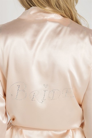 Magic Form 30427 Kadın Somon Düz Saten Kumaşlı Bride Sabahlık Somon - 510696365 Somon