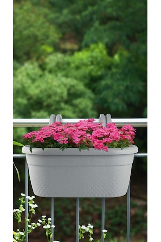 Omnipazar Krs-350 Dekoratif Plastik İnci Askılı Balkon Saksı 6.2 Litre Gri