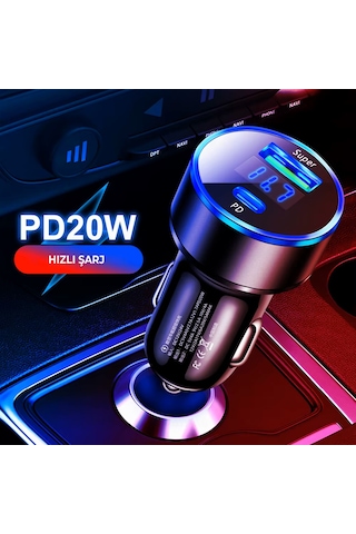 Silver Araç İçi Usb 3.0 Type C Soketli Çakmaklık Güç Adaptörü Tüm Cihazlar 12v-24v