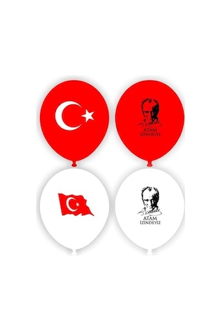 24lü Bayrak Balon Türk Bayraklı Ve Atatürk Baskılı Balon 23 Nisan