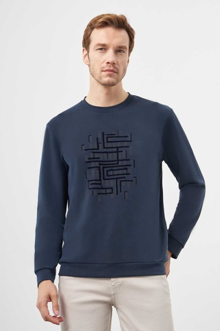 Morven Erkek Lacivert Trend Bisiklet Yaka Sweat-shirt 25ks063002200 Lacivert Lacivert
