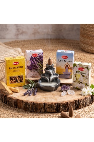 Bakgelal Geri Akışlı Şelale Konik Tütsü 4 Farklı Tütsü Palo Santo, Lavanta, Anti Stress Ve Yasemin - 9056161099347