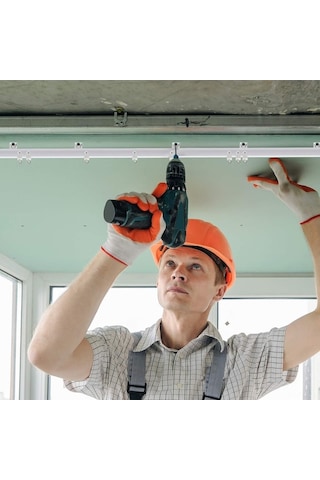 Ebitda 5 Metre Esnek Perde Rayı Seti - Tavan & Yan Montaj, 30 Kanca & Kasnaklı, Plastik Çelik, Beyaz