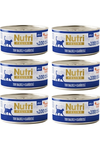 Nutri Feline Adult Jelly 70gr Ton Balıklı & Karidesli 6 Adet Yaş Yetişkin Kedi Maması