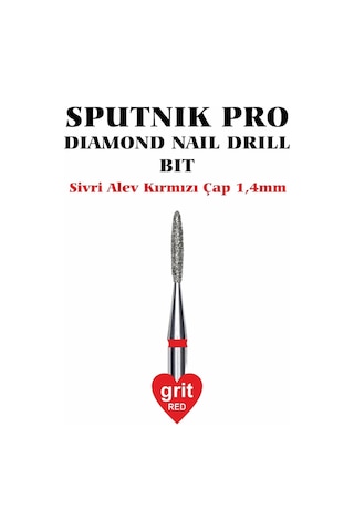 Elmas Sivri Alev Freze Kırmızı Çap 1,4mm