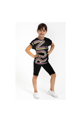Roly Poly 2776 Run Siyah Kız Çocuk Bermuda Tayt Takım