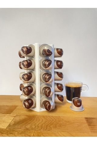 Nespresso Uyumlu Kapsül Kahve Tutucu Stand - 30 Kapsül - Beyaz
