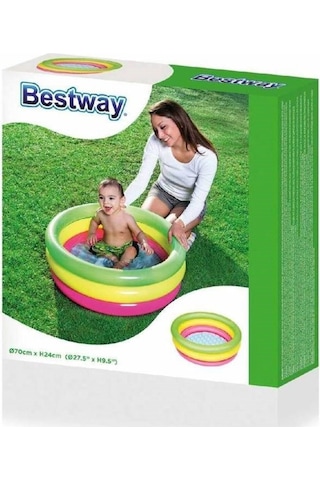 Bestway 51128 Çocuk Havuzu Zemin Şişme Havuz Küvet 70 x 24 CM Çok Renkli