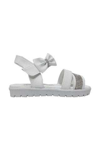 Varkan 8811 Deri Taşlı Kız Çocuk Sandalet 25-29 Beyaz