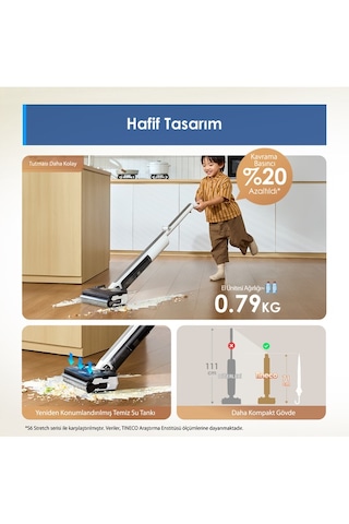 Tineco Floor One I7 Fold Şarjlı Dikey Süpürge + Icarpet Koltuk Halı Yıkama Makinesi