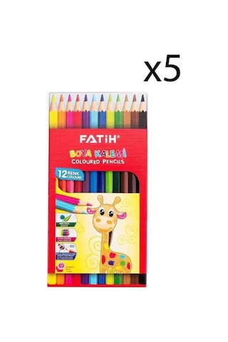 Fatih Kuru Boya 12 Renk Tam Boy 5 Adet Çok Renkli