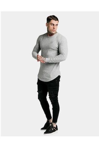 Bpm Siksilk Fırçalı Örgü Erkek Jumper Gri