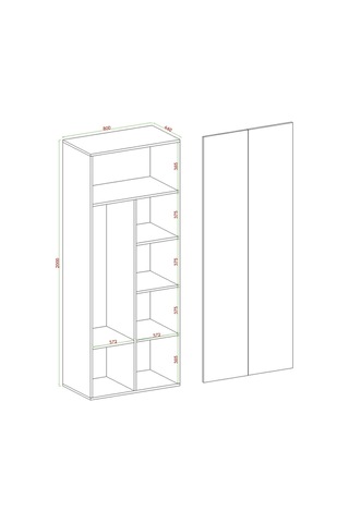 Niro 2 Kapaklı Gardrop, Askılı Ve Raflı, 80 Cm Atlantik Çam