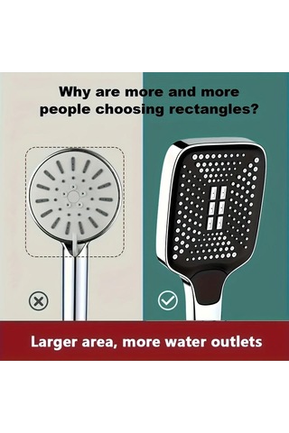 Kare Düğme Ayarlanabilir Duş Başlığı Gümüş: Süper Süper Şarjlı Duş Başlığı Kare Su Çıkışı Ev Tipi Su Isıtıcısı Tek Elle Sprey Duş Başlığı Gümüş