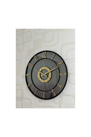 Pey Aksesuar Aynalı Duvar Saati Gerçek Ayna 60 Cm Modern Tasarım C61-füme-siyah-gold