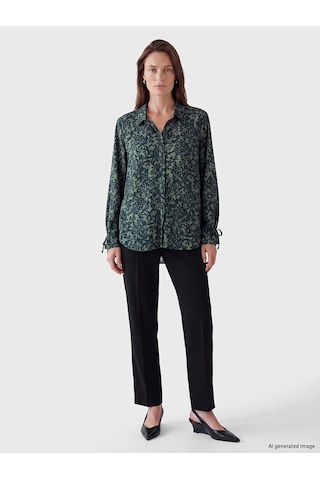 LC Waikiki Lcw Grace Yeşil Desenli Kadın Gömlek Green Prınted