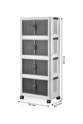 55 Lt Geniş Hacimli Organizer Dolap - 4 Bölmeli 127cm Çok Amaçlı Banyo Ve Mutfak Düzenleyici - Beyaz