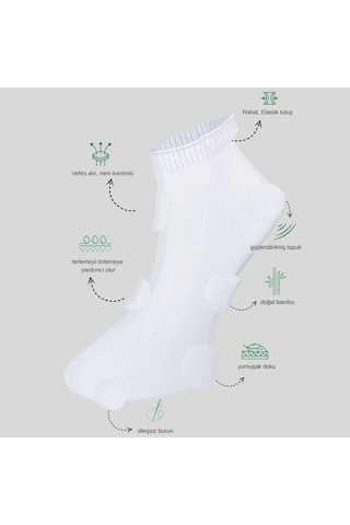 Kral Socks Erkek Bambu Düz Desen 5 Çift Dikişsiz Patik Çorap Beyaz