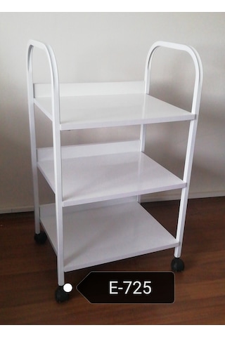 Egeli E-725 Üç Raflı Tekerlekli Etajer Beyaz