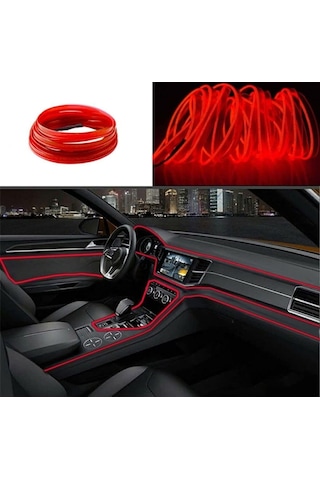 Ayrex Kırmızı Universal İp Neon Led Araç İçi Aydınlatma 12v Led İp Formlu Trim 2 Metre