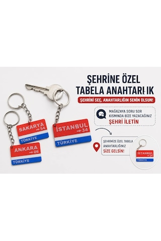 Şehir Tabelası Anahtarlık , Kişiye Özel - Hediyelik Şehir İsimli Plakalı Araç Anahtarlık - Tabela An