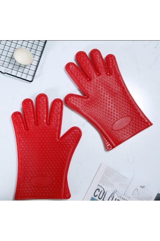 Gül Kırmızı 1 Çift Pişirme Araçları Beş Parmak Kalp Silikon Eldi Fırın Eldivenleri Haşlanma Önleyici Kapaklar&Aksesuarlar 56514548