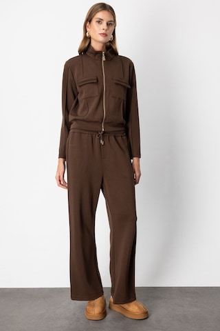 On Kadın Beli Lastikli Bol Paça Eşofman Altı 66510 Kahverengi Kahverengi