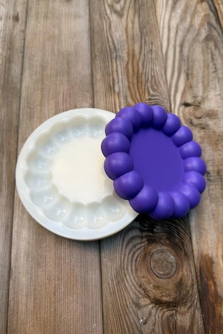 Bubble Dairesel Tombul Silikon Tepsi Kalıbı Beyaz