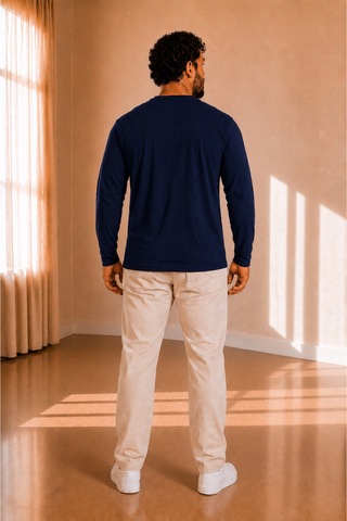 Sngl Tekstil Erkek Uzun Kollu İnterlok V Yaka Oversize Sweatshirt S-m-l-xl-2xl Lacivert