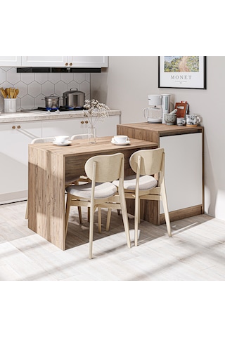 Milano Bar Masası Dolaplı Yüksek Mutfak Yemek Masası , Ada